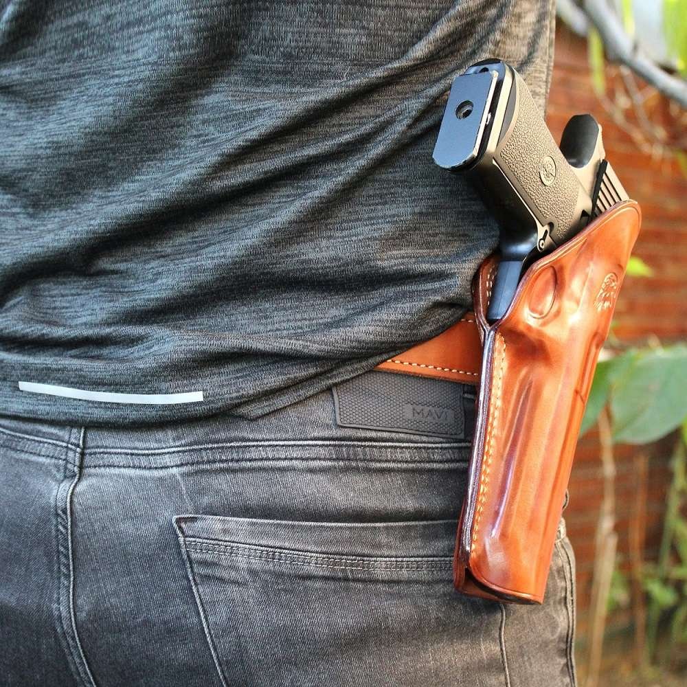 Premium Leather Three Slot Belt Holster For Desert Eagle