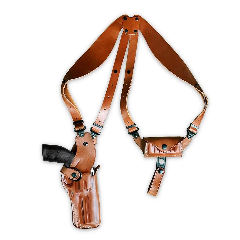 Vertical Leather Shoulder Holster With Bullet Carrier