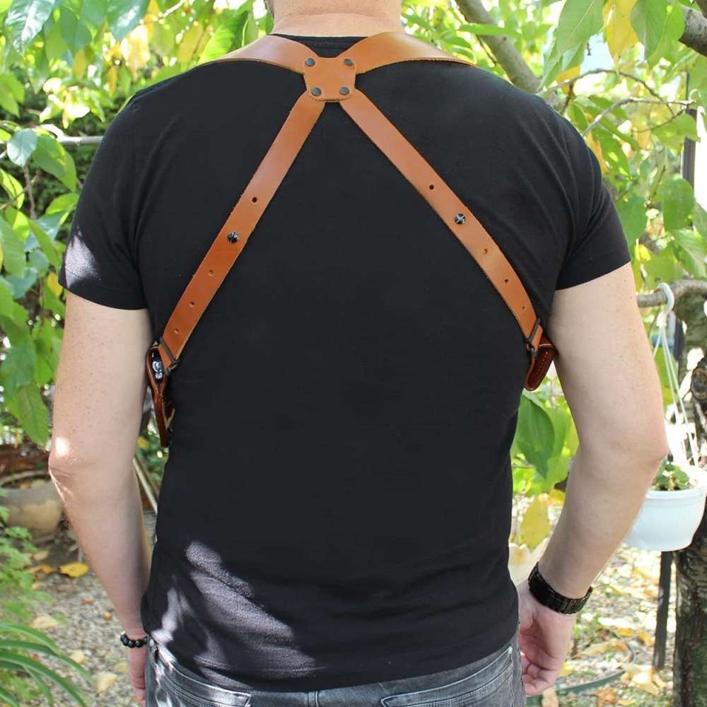 Leather Horizontal Shoulder Holster With Bullet Carrier
