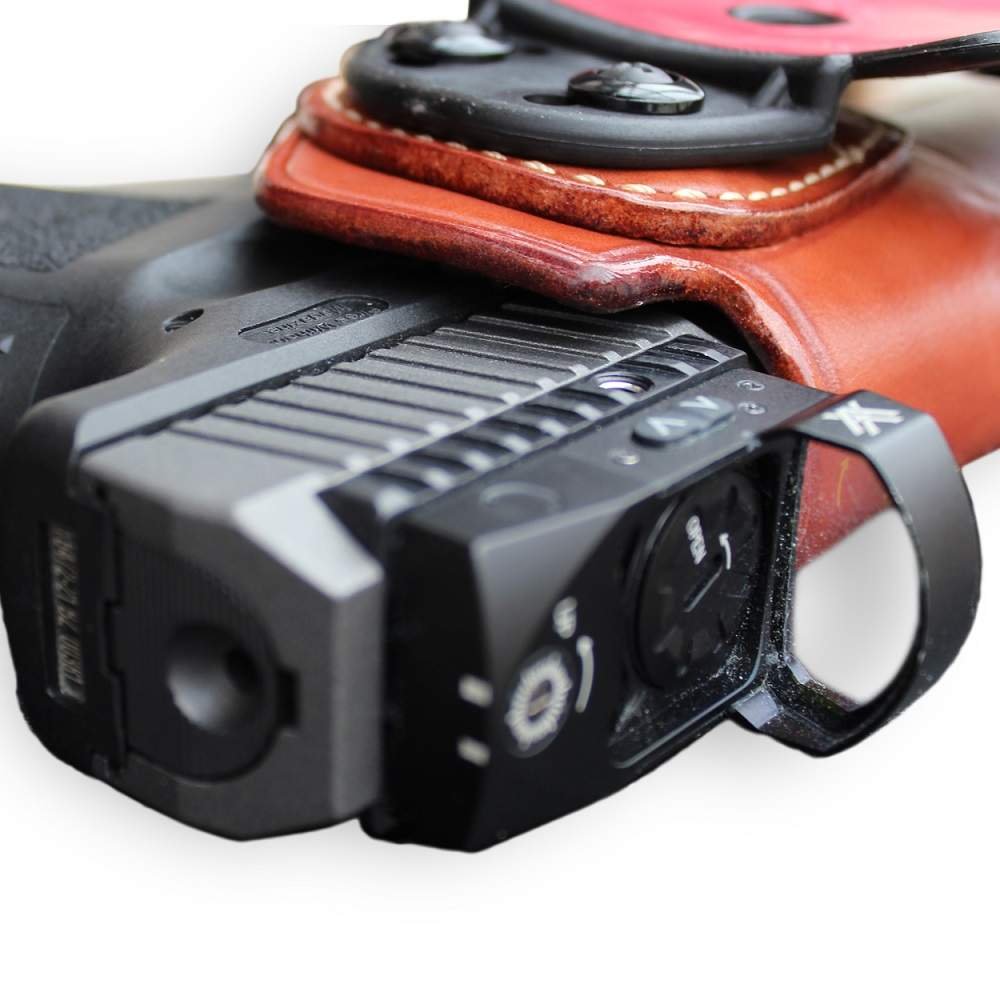 Optic Ready/ Red Dot Sight Custom OWB Leather Paddle Holster Open Top For Fast Drawing & Adjustable Paddle