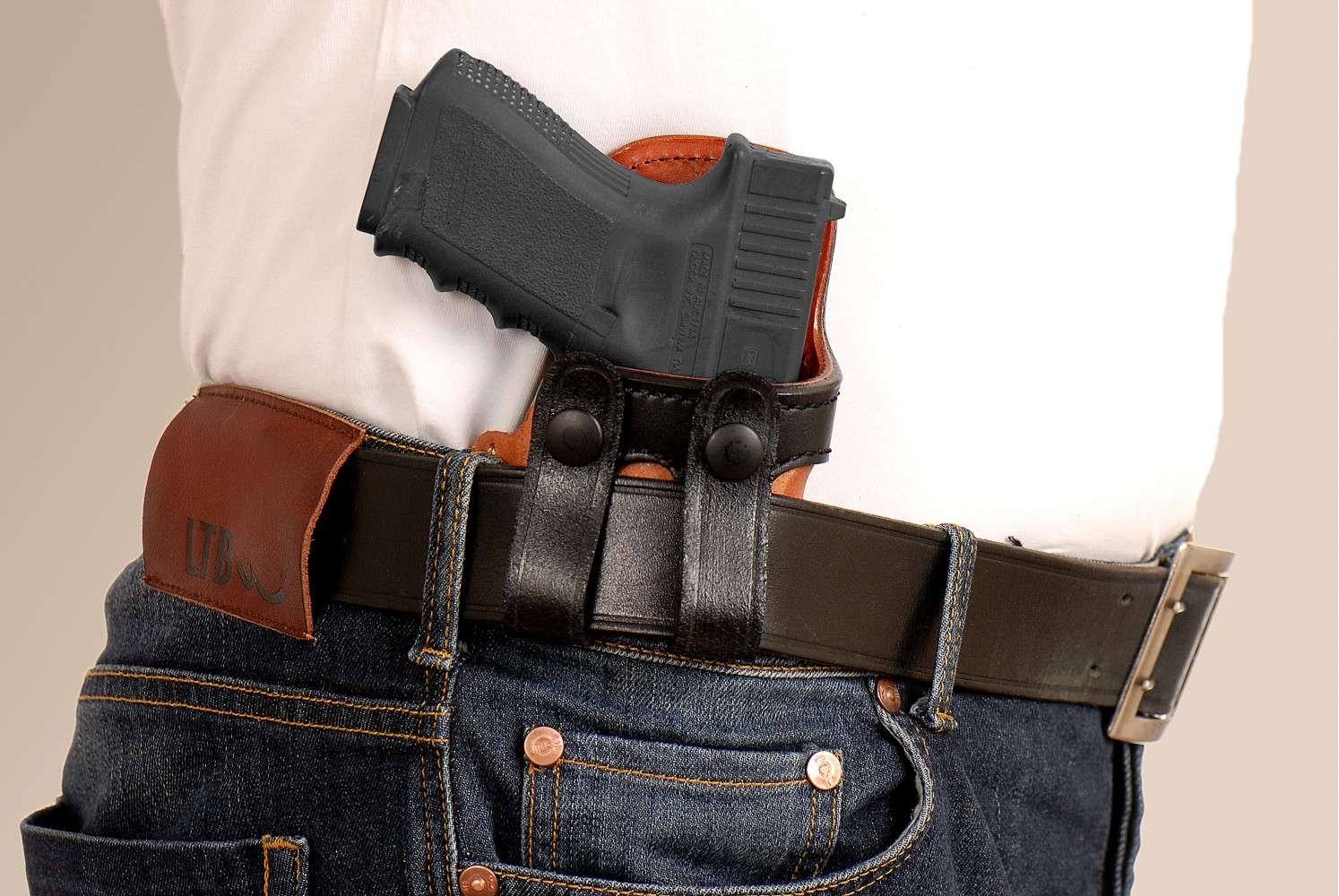 Leather Inside The Waist Band (IWB) Concealment Holster With Belt Straps