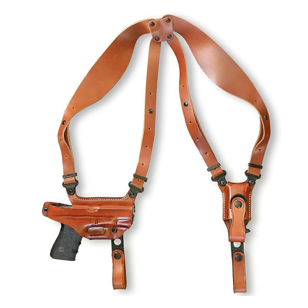 Premium Leather Horizontal Shoulder Holster With Single Magazine Carrier