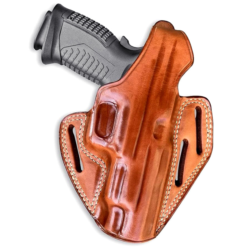 3- Slot OWB Leather Pancake Holster With Thumb Break For Good Retention