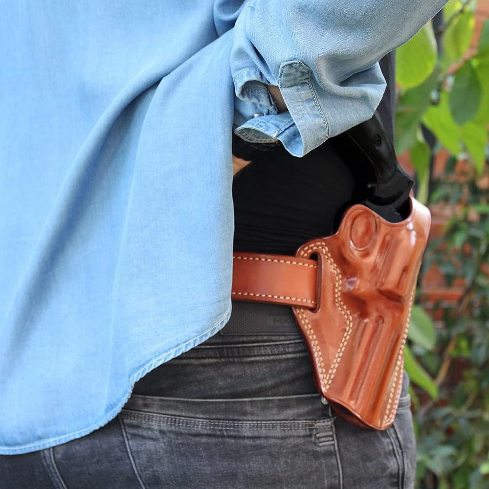 Premium Leather 3-Slot Pancake Holster With Thumb Break for good retention