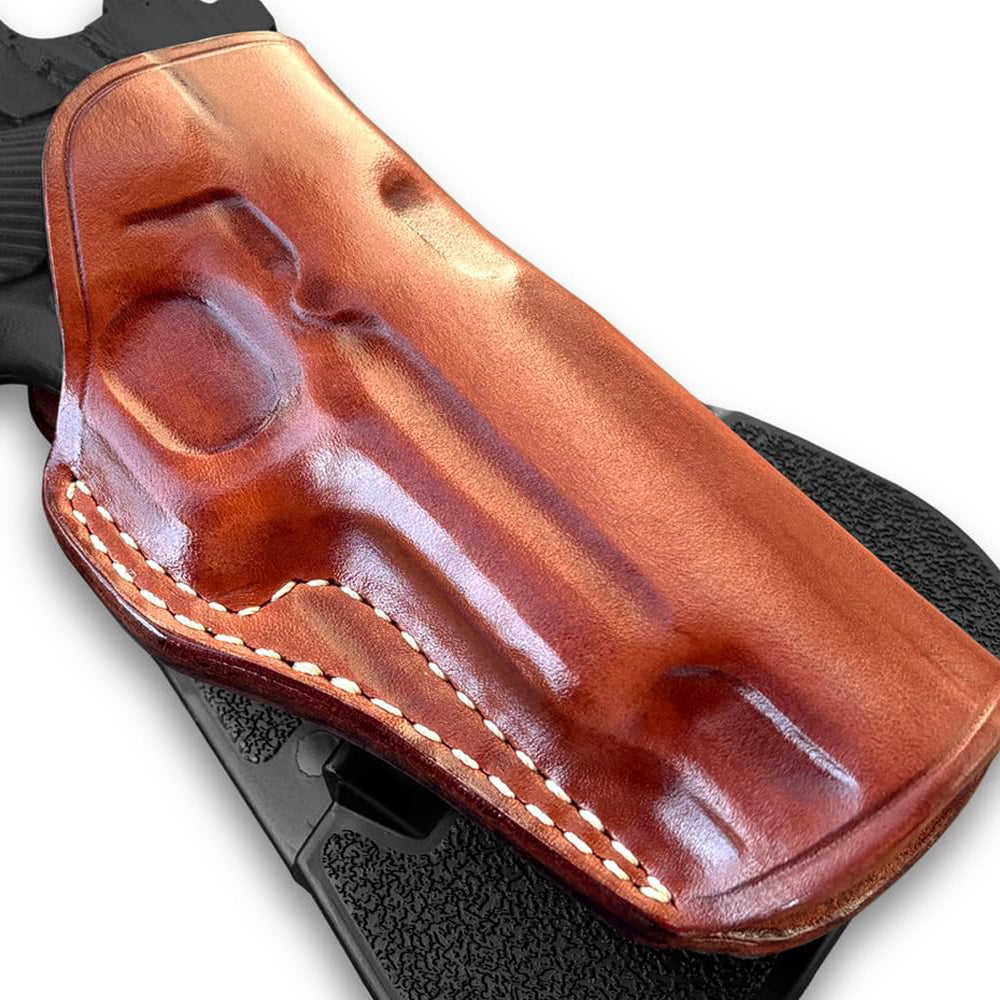 Premium Leather Paddle Holster (OWB) Open Top For Fast Drawing- Adjustable Paddle