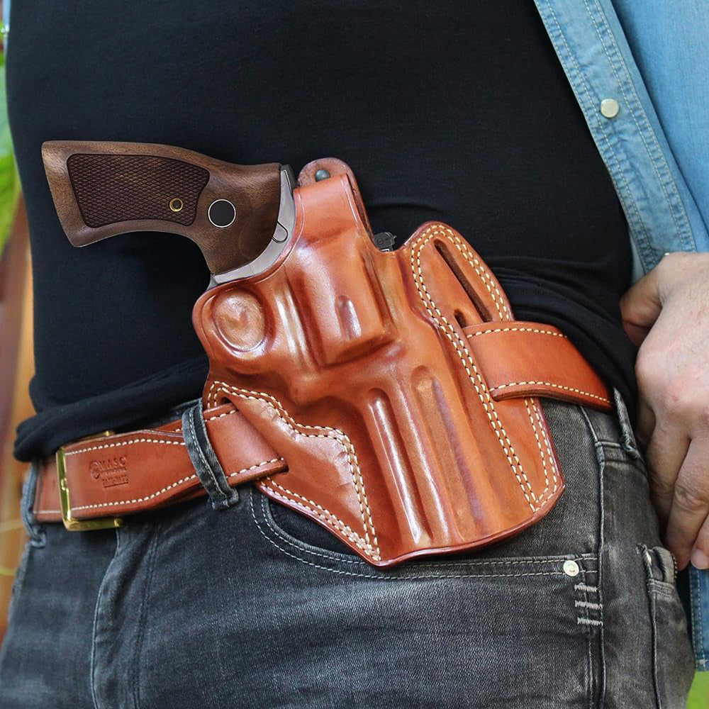 Premium Leather 3-Slot Pancake Holster With Thumb Break for good retention