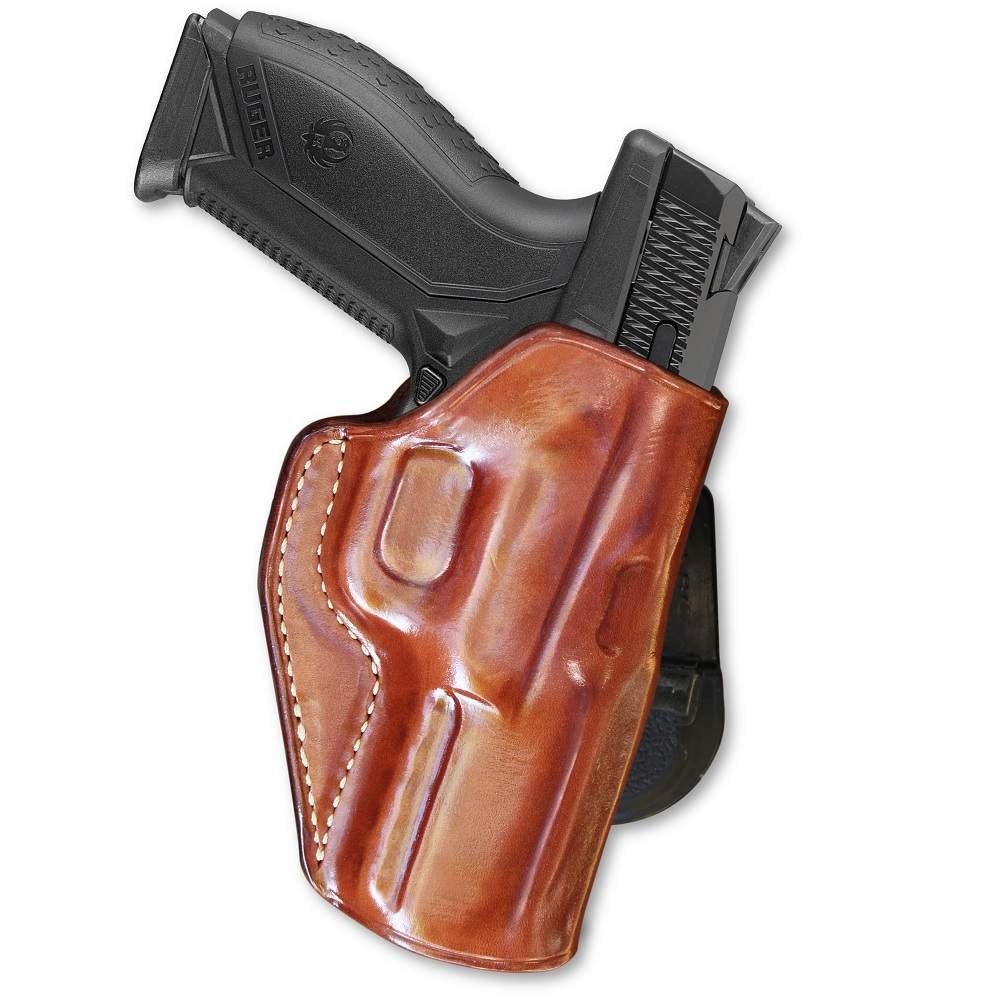 Premium Leather Paddle Holster (OWB) Open Top For Fast Drawing- Adjustable Paddle