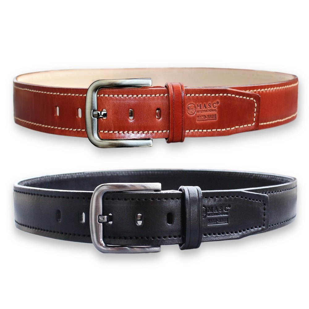 Concealed Carry Heavy Duty Genuine Leather Belt For Use With Heavy Handguns
