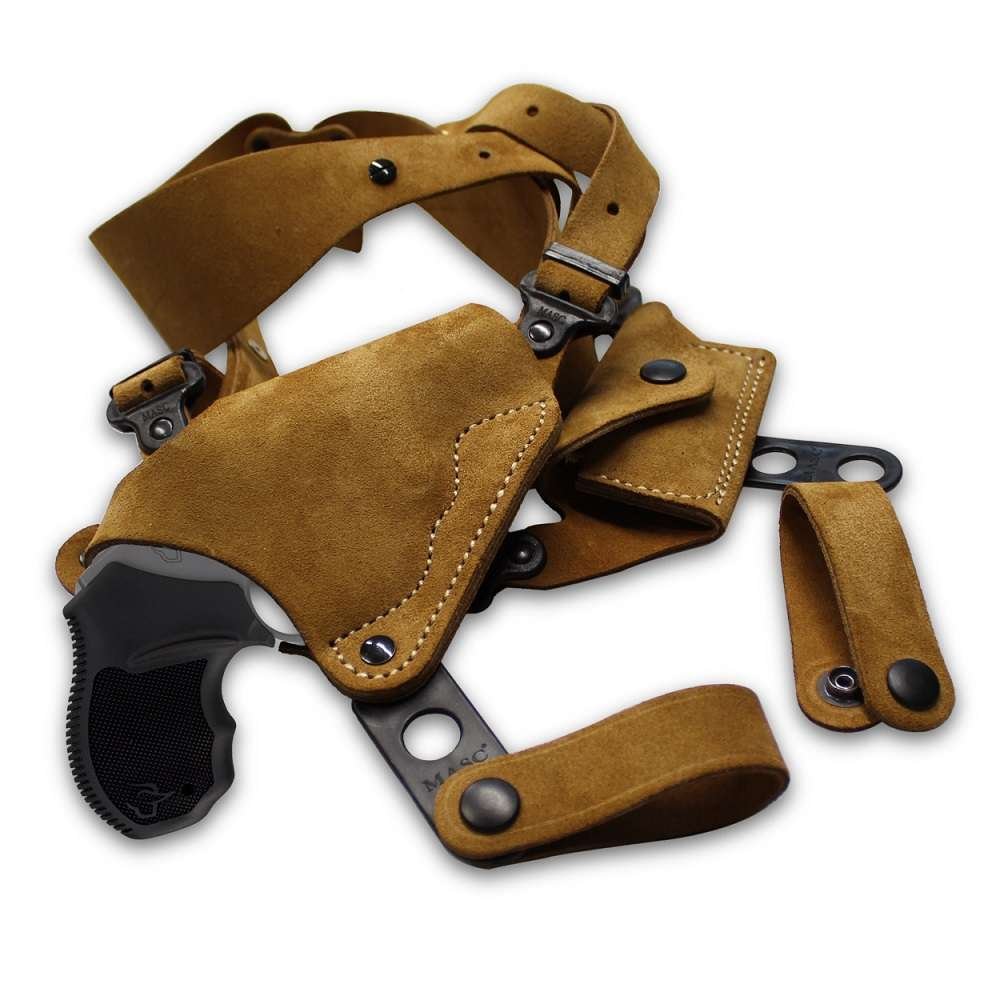 Suede Leather Horizontal Shoulder Holster With Bullet Carrier