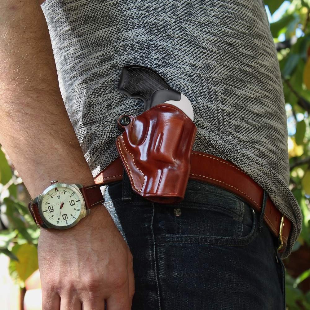 Premium Leather Paddle Holster (OWB) Open Top For Revolvers