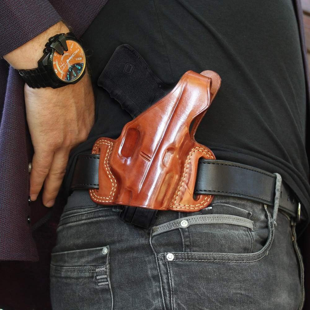 Premium Leather Pancake Holster With Thumb Break - Open End