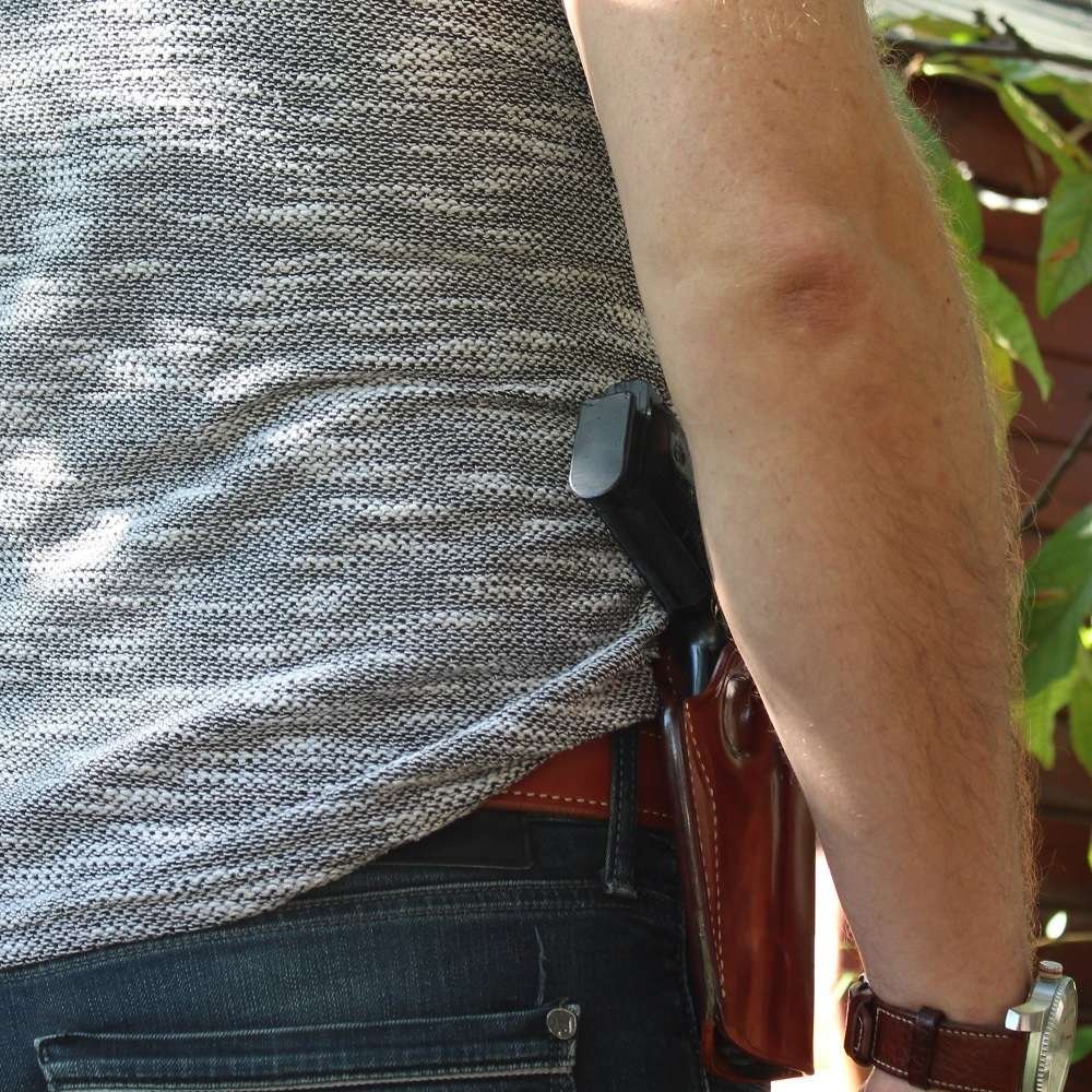 MyHolster OWB Leather Belt Holster For Sig Sauer P290 - Right Hand, Thumb Break