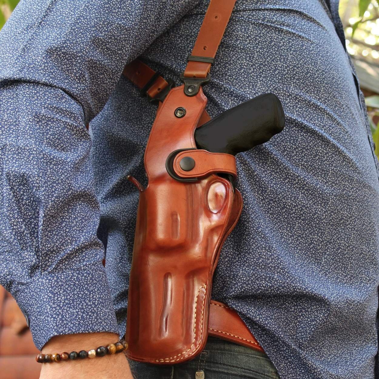 Premium Leather Dual Gun Vertical Shoulder Holster System