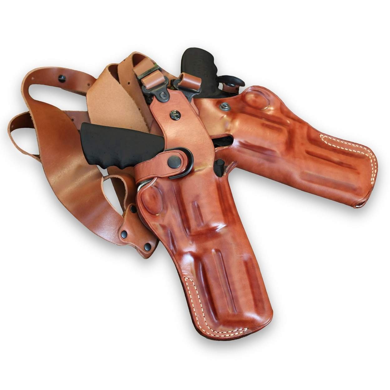 Premium Leather Dual Gun Vertical Shoulder Holster System