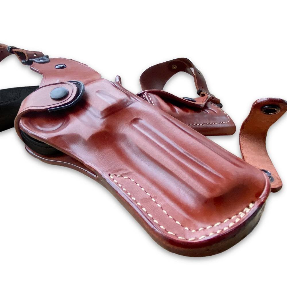 Vertical Leather Shoulder Holster With Bullet Carrier